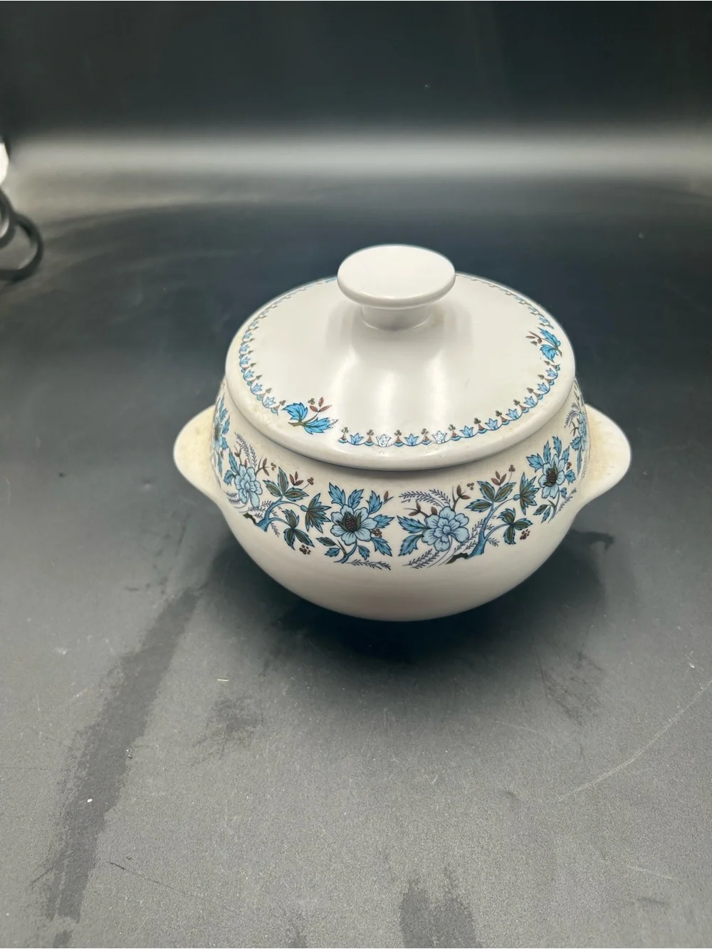 Vintage Noritake blue moon Fondue Set with Wooden Skewer Handles